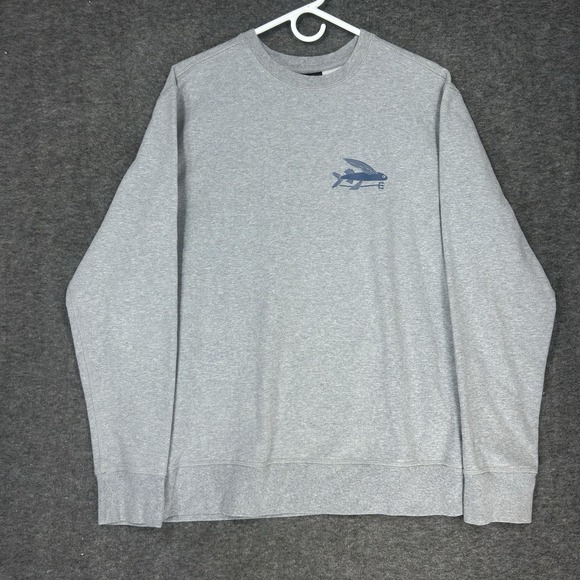 Patagonia Sweatshirt Mens Medium Gray Flying Fish Midweight Crewneck long sleeve - Picture 1 of 13